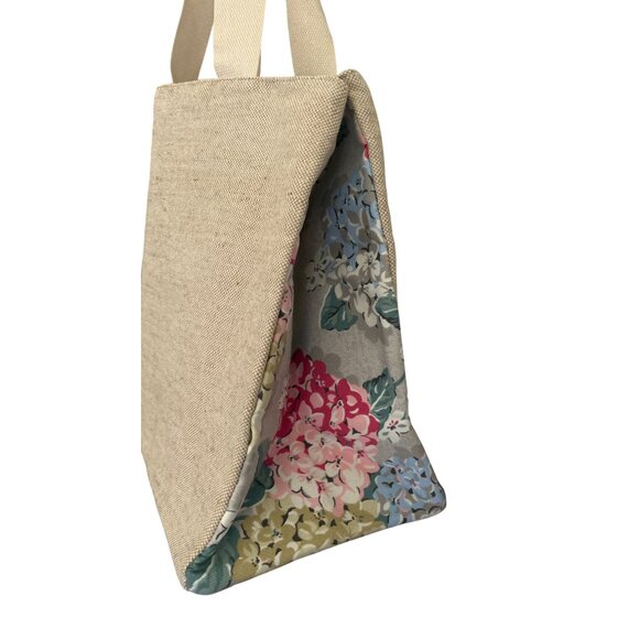 DSW Tan Blue Floral Print Large Canvas Tote Bag & Zip Pouch Set - Picture 2 of 9